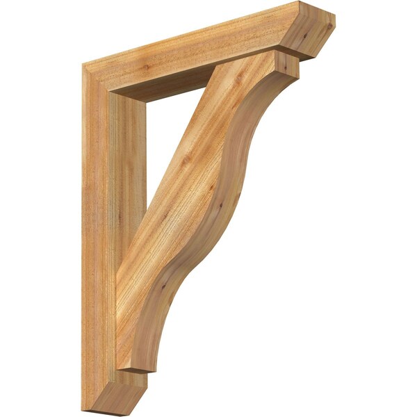 Ekena Millwork Funston Slat Rough Sawn Bracket w/ Offset Brace, Western Red Cedar, 6"W x 30"D x 38"H BKT0604X30X38FST06RWR - main